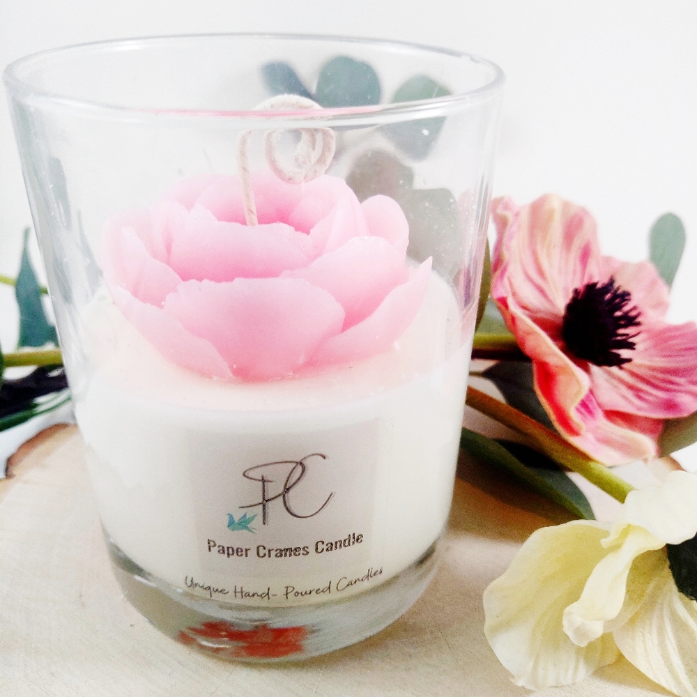 Camellia flower soy wax candle, gift, home decor